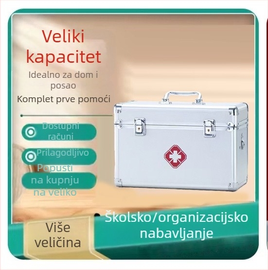 Zaključavajuća kutija od aluminijske legure za hitnu medicinsku upotrebu, prijenosno skladištenje za kućnu upotrebu; komplet veličine 12/14/16/18 inča.