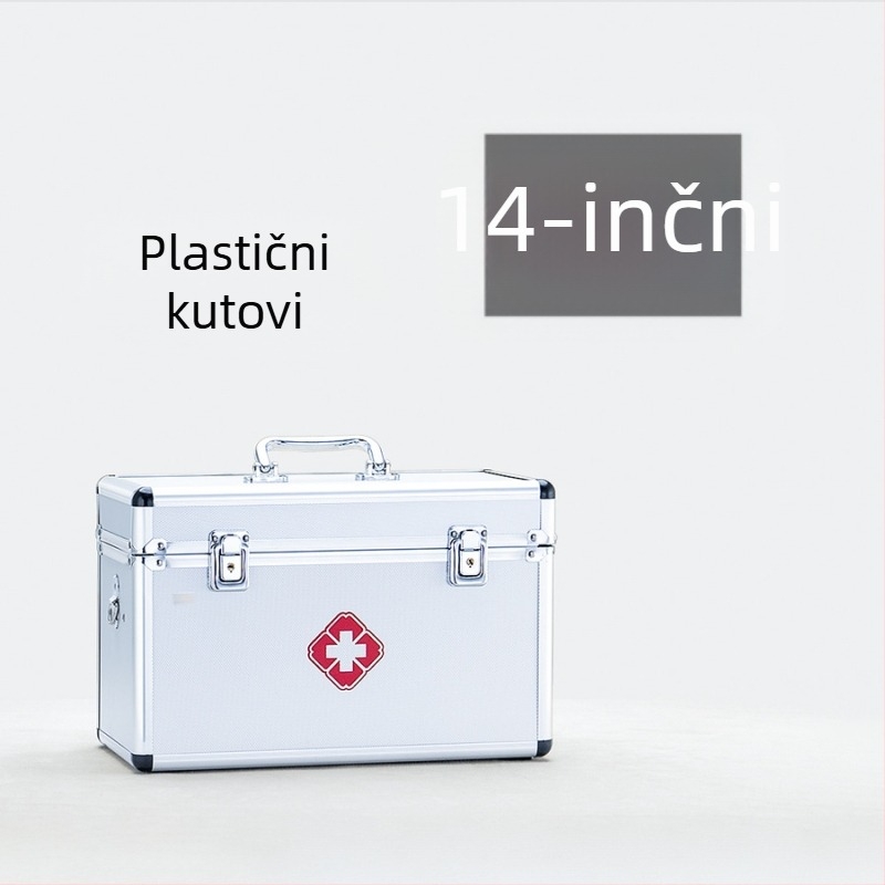 Zaključavajuća kutija od aluminijske legure za hitnu medicinsku upotrebu, prijenosno skladištenje za kućnu upotrebu; komplet veličine 12/14/16/18 inča.