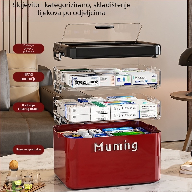 Višeslojna kutija za skladištenje s mogućnošću prilagodbe logotipa, prijenosna ručka, čvrsta zaštita od prašine, za lakove i lijekove