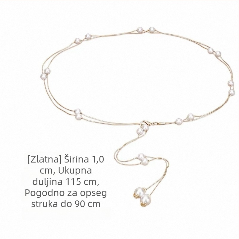 Višeslojni pojas za struk s biserno-školjkastim detaljima, Y2K subkulturni stil, metalni lančani pojas za kratku suknju