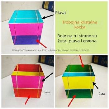 Kristalna kocka u tri boje za stolni dekor, rekviziti za fotografiju, prizma za svjetlo i hvatač sunca, poklon za opuštanje