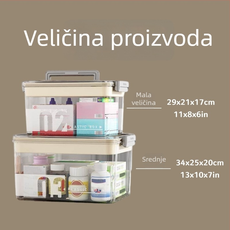 Višeslojna kutija za lijekove za kućnu upotrebu, prozirna, velika kapaciteta, 7 odjeljaka