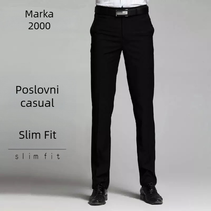 Muške formalne ravne hlače, vrhunske kvalitete, bez glačanja, poslovni stil