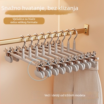 Držač za hlače sa klipsama i vješalicom, protuklizni, široke i debele klipse za pohranu hlača