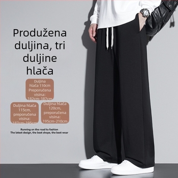 Zimske muške trenirke hlače s flecom, produžena verzija, ravnog kroja, za visoke muškarce