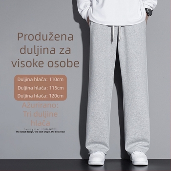 Zimske muške trenirke hlače s flecom, produžena verzija, ravnog kroja, za visoke muškarce