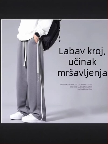 Muške sportske hlače, proljeće-jesen 2026, novi stil, ravni kroj, široke nogavice