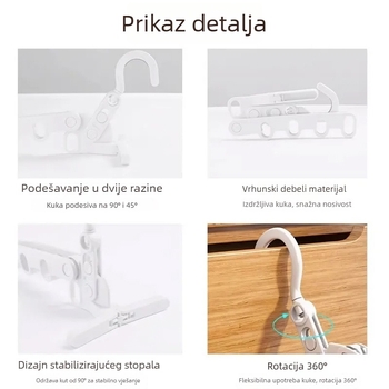 Sklopiva vješalica za odjeću s pet rupa – prijenosna za putovanja, dom i hotel