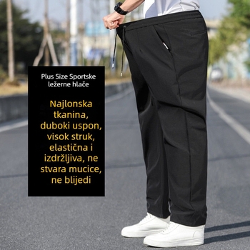 Muške sportske casual hlače, širokog kroja, visokim strukom, širokih nogavica, plus size, proljeće–jesen