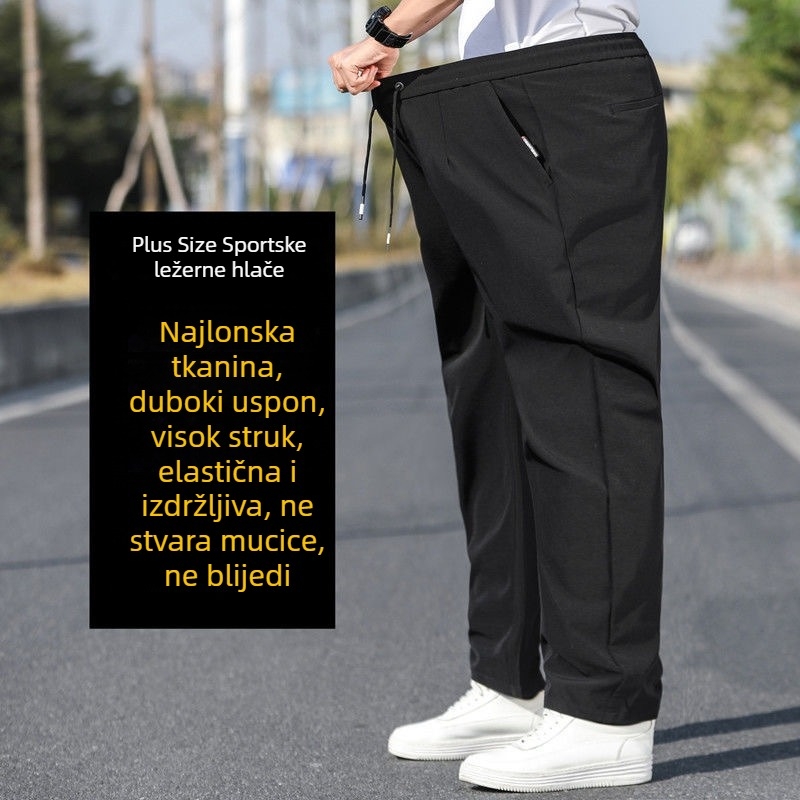 Muške sportske casual hlače, širokog kroja, visokim strukom, širokih nogavica, plus size, proljeće–jesen