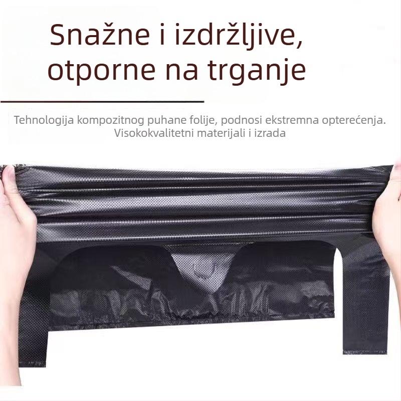 Torba za otpad u stilu prsluka, jačana, crna, PP materijal, za kućnu upotrebu