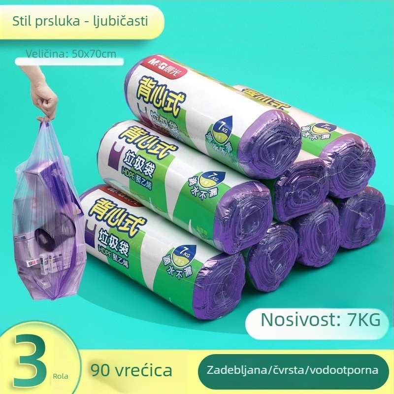 Debele vreće za otpatke u roli za kućnu i gostinjsku upotrebu, srednje i velike veličine, crne i obojene, vreće s plosnatim otvorom
