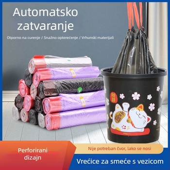 Debele jednokratne vrećice za smeće sa vrpcom, šarene plastične, za kućanstvo, ured i studentski dom