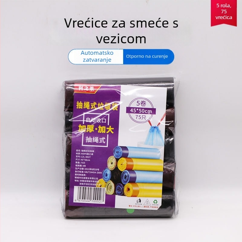 Debele jednokratne vrećice za smeće sa vrpcom, šarene plastične, za kućanstvo, ured i studentski dom
