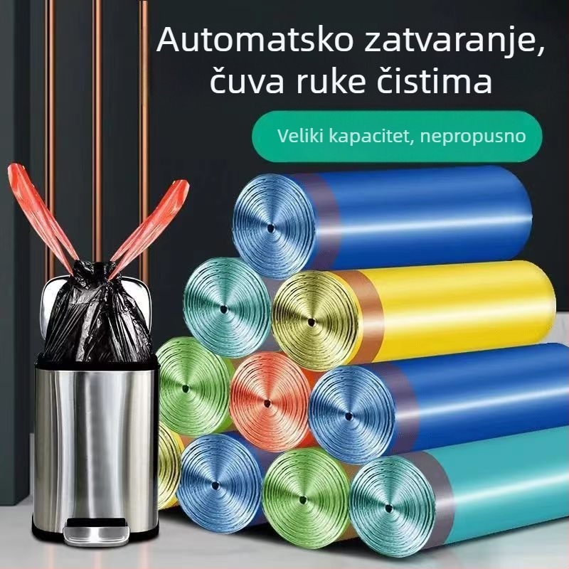 Velike kućne jednokratne boje vreće za smeće s vrpcom za zatvaranje, automatsko skupljanje, čiste ruke