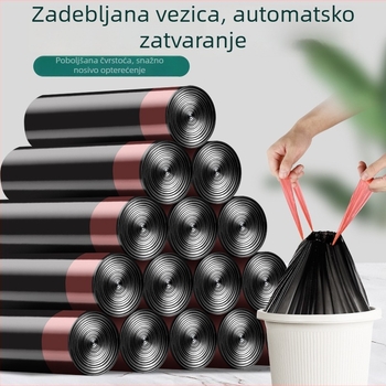 Jače vrećice za smeće sa šnurlom, kućna upotreba, crne, velike kuhinjske plastične vrećice za skladištenje
