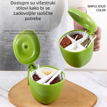 Kutija za chili začine s ukljivim i perivim posudama, hermetički zatvorene posude za sol i začine, uključuje žličicu
