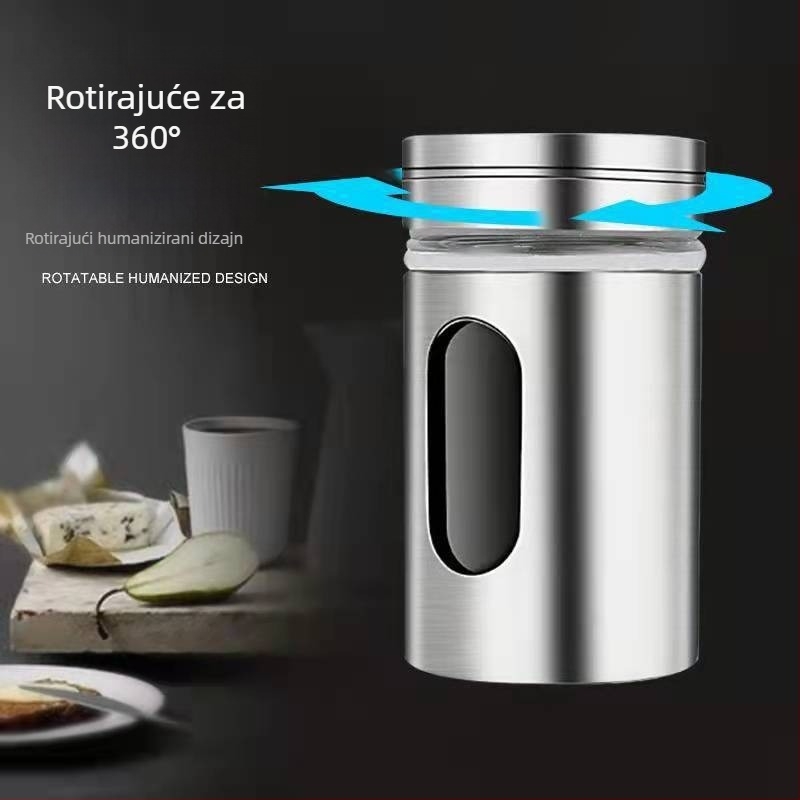 Nerđajući čelični posuda za začine s hermetičkim zatvaračem, otporna na vlagu, moderan dizajn, za kućnu i poslovnu upotrebu