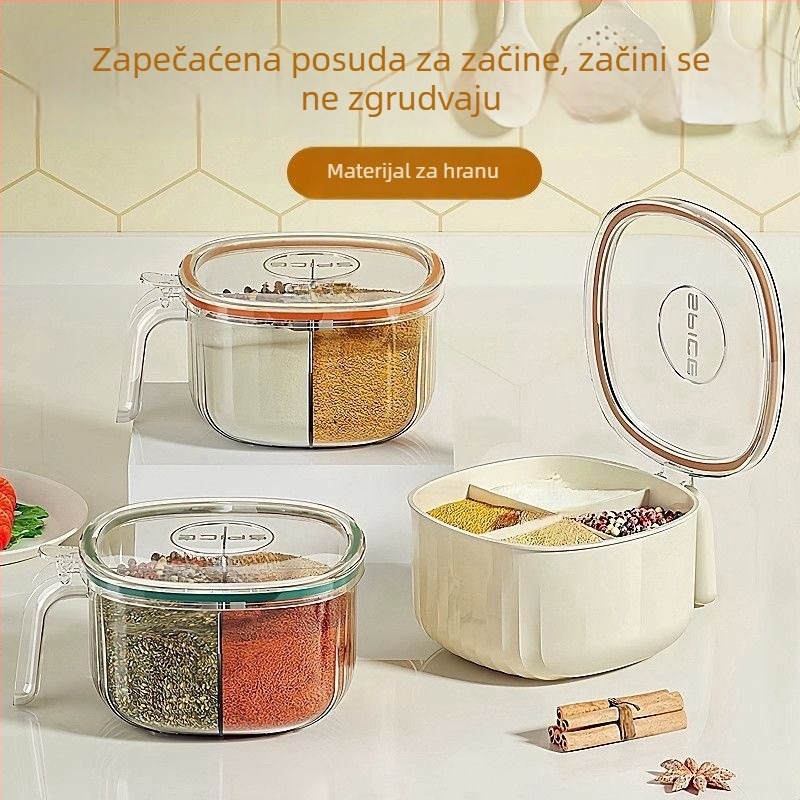 Set posuda za začine s višestrukim pretincima za kuhinju – sol, MSG i papar