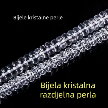 Facettirane bijele kristalne spacer perle, plosnate perle i disk perle – poluproizvodi za DIY nakit za narukvice