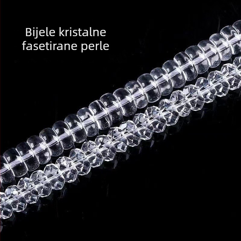 Facettirane bijele kristalne spacer perle, plosnate perle i disk perle – poluproizvodi za DIY nakit za narukvice
