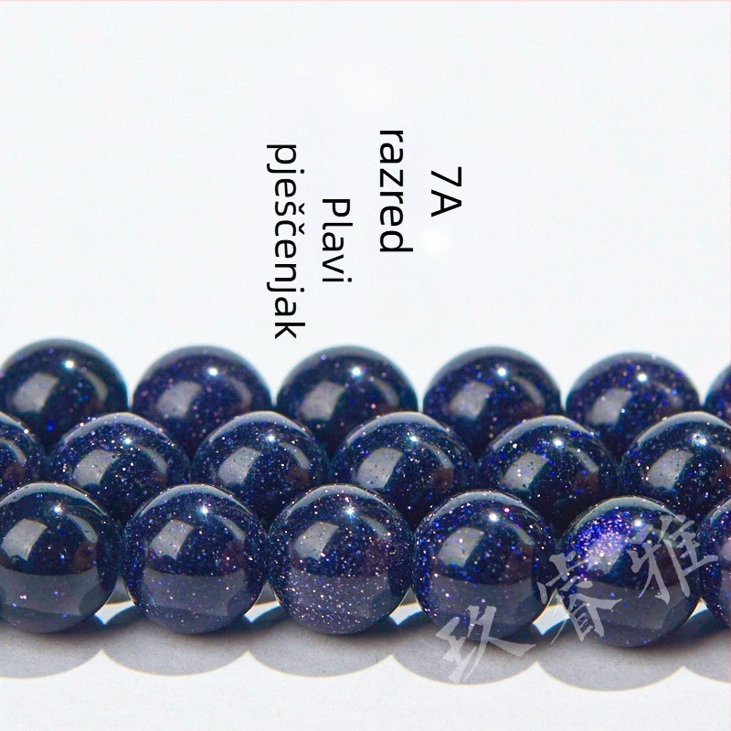 Jiuriya Crystal 7A Plavi pješčani kamen okrugle perle – poluproizvodi za DIY nakit