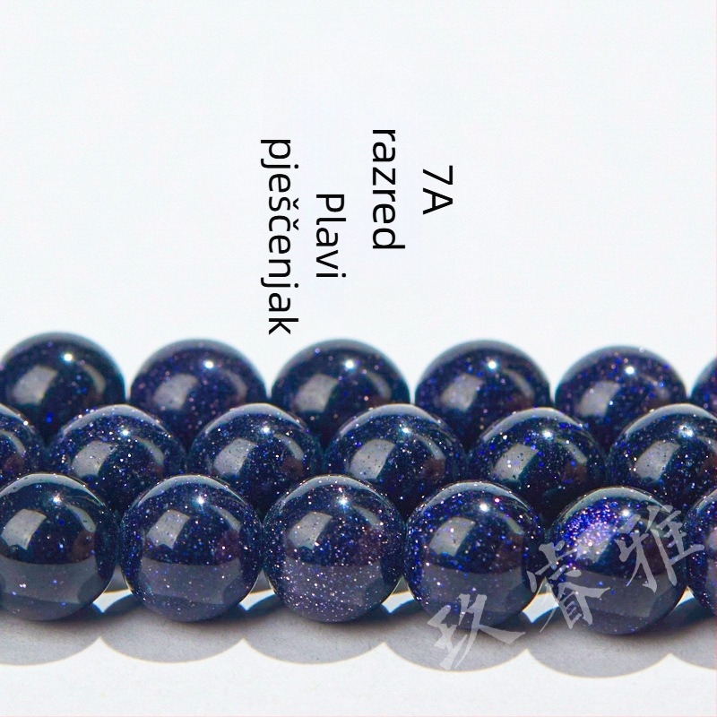 Jiuriya Crystal 7A Plavi pješčani kamen okrugle perle – poluproizvodi za DIY nakit