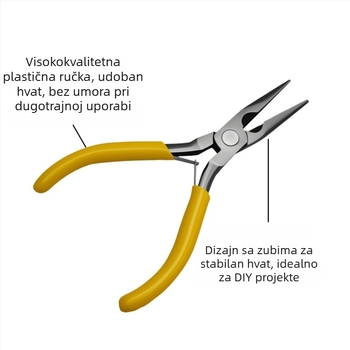 Višefunkcionalne kliješta s nazubljenim čeljustima, igličaste kliješte, žuto mini kliješte za nakit za navijanje žice i perlica