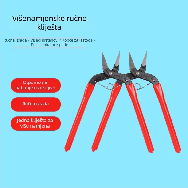 DIY klešta s dugim nosom, protukliznim držajem, za izradu nakita, otvaranje prstena i plosne kopče, višenamjenski alat 9-u-1