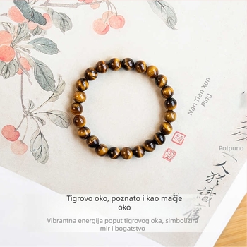 Unisex narukvica od tigrovog oka, prirodni kamen, ručna izrada, jedinstven dizajn
