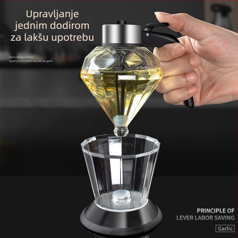 Staklena boca za ulje sa kapljicom izljevom, staklenka za med s dijamantnim uzorkom i posuda za sojin sos i ocat