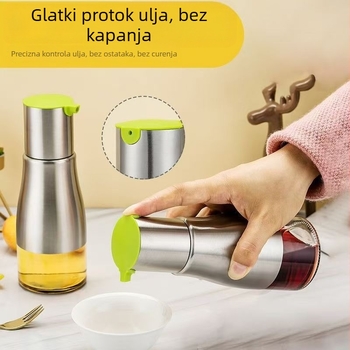 Nehrđajuće čelična boca za ulje, 320 ml, s automatskim izlijevanjem i ugrađenom četkom za ulje