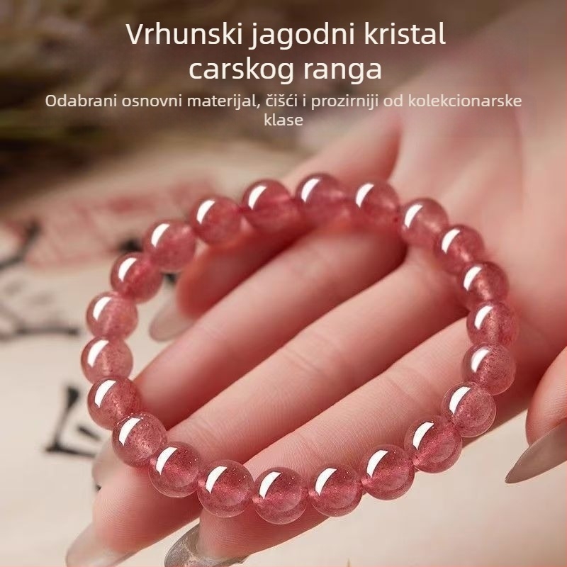 Narukvica od kristala jagodaste boje s hibisk kvarc perlama – DIY nakit za žene