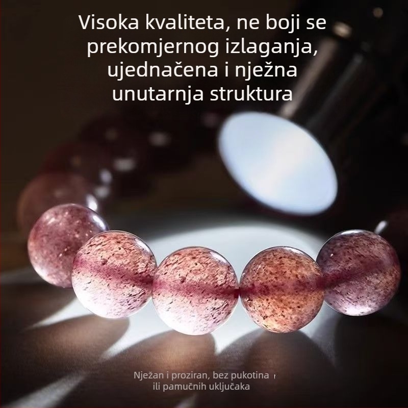 Narukvica od kristala jagodaste boje s hibisk kvarc perlama – DIY nakit za žene
