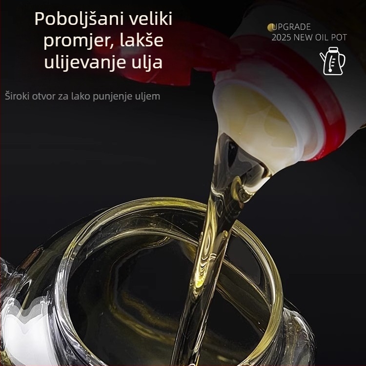 Staklena boca za ulje za kuhinju, velikog kapaciteta, otporna na izlijevanje, pogodna za ulje, sojin umak, ocat i začine.