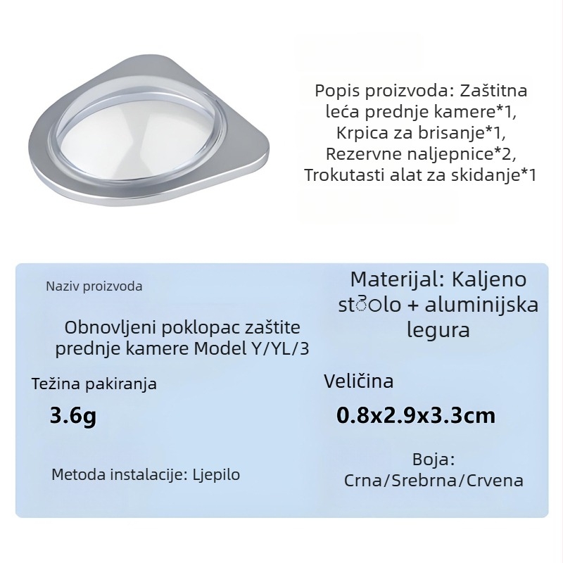 Zaštitno staklo za prednju kameru Tesla Model Y, YL i Model 3