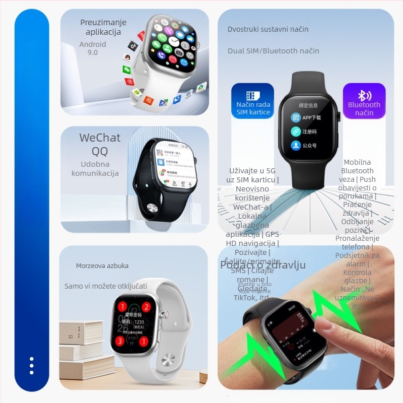 W527 Pametni sat s mobilnom verzijom, višefunkcionalan, Bluetooth, softver za preuzimanje