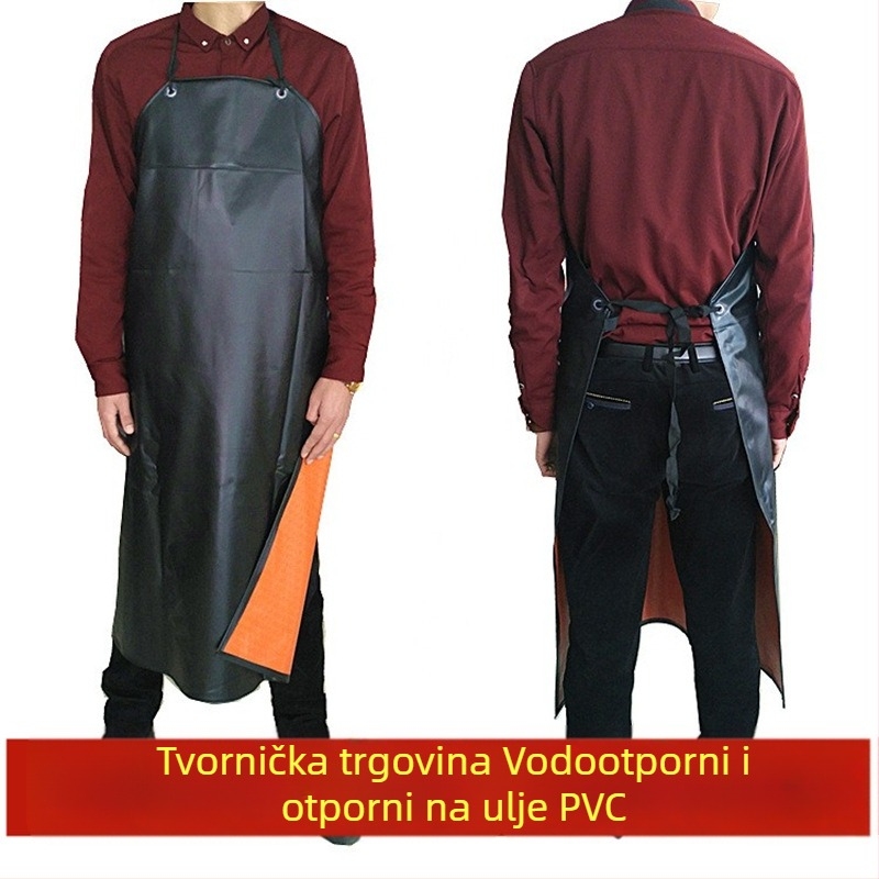 Debela PVC vodootporna pregača bez rukava, crna, 80×110 cm, otporna na ulja i kiseline i baze