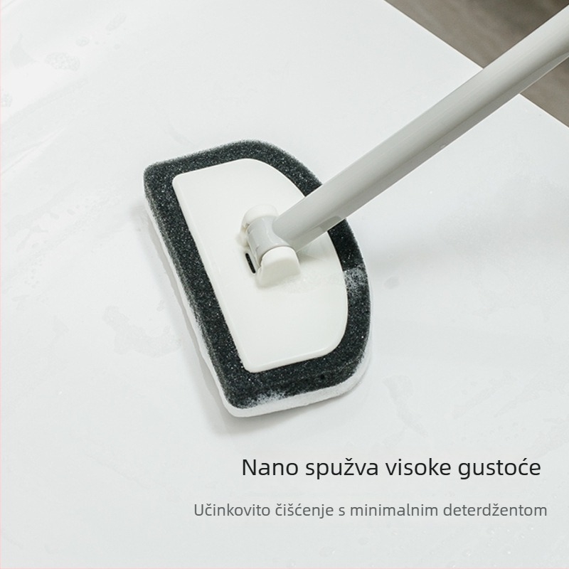 Četka za čišćenje kupaonice s dugačkom ručkom, namijenjena staklu, ogledalu, ventilu i radnoj površini, melamin spužva za uklanjanje kamenca i nečistoća