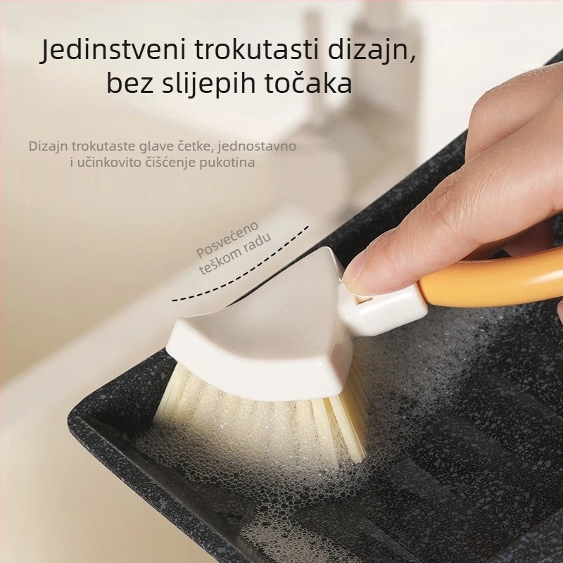 Japanska trokutasta četka za pranje posuđa, s preklopnim kratkim držalom, kuhinjska četka za čišćenje štednjaka i uskih spojeva