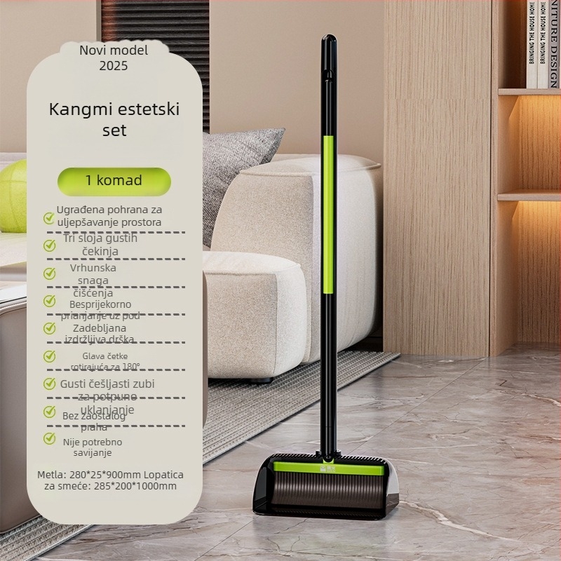 Kangmi visokokvalitetni set metle i lopatice za kućno čišćenje, povećan i ojačan za temeljito čišćenje u svakom kutu