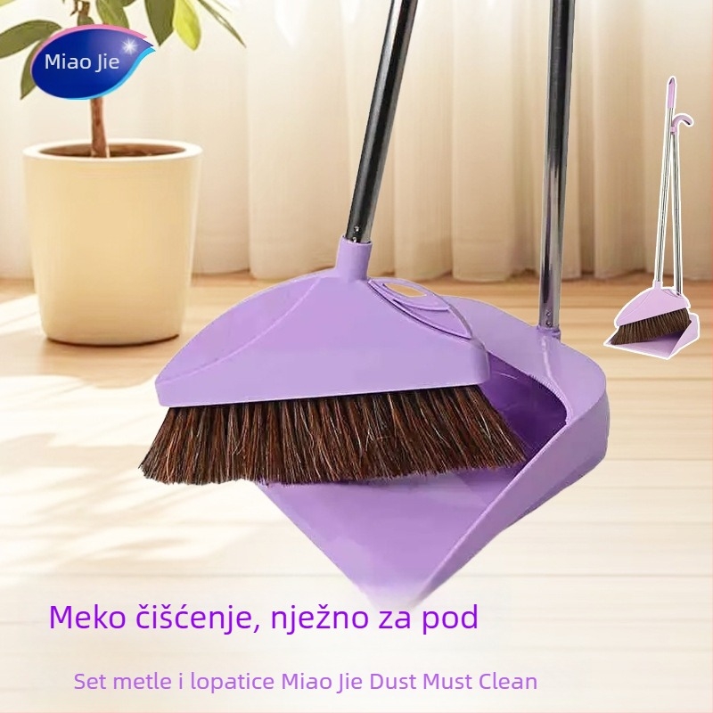 Miaojie Set metle i lopatice za prašinu s mekanim vlaknima, uz pod, set visoke gustoće