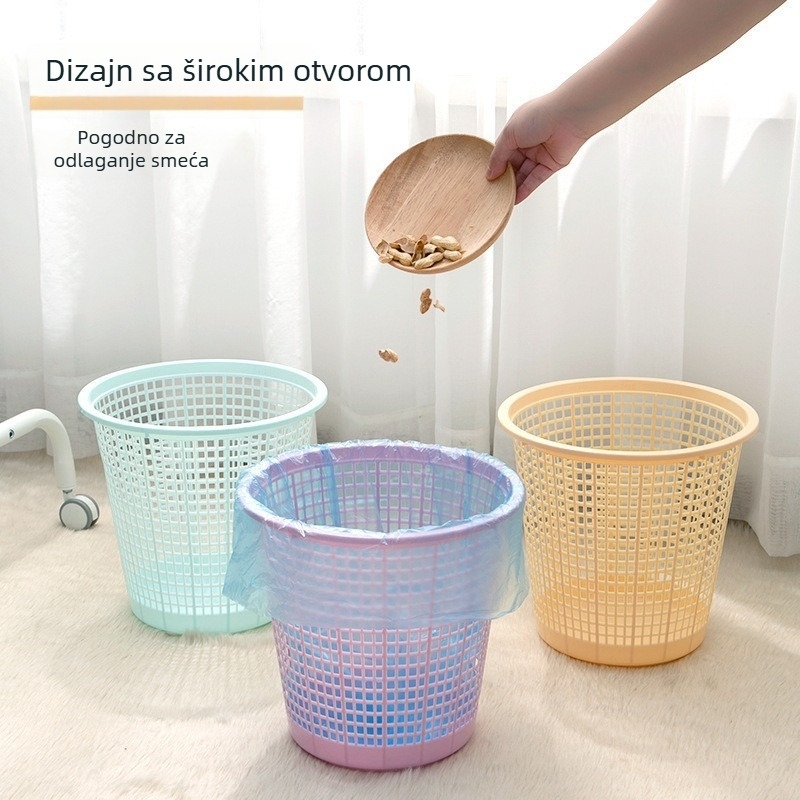 Veliki plastični koš za otpad bez poklopca, s prorezanim dizajnom, cilindričnog oblika, 4 L, za dom, dnevni boravak, spavaću sobu i ured