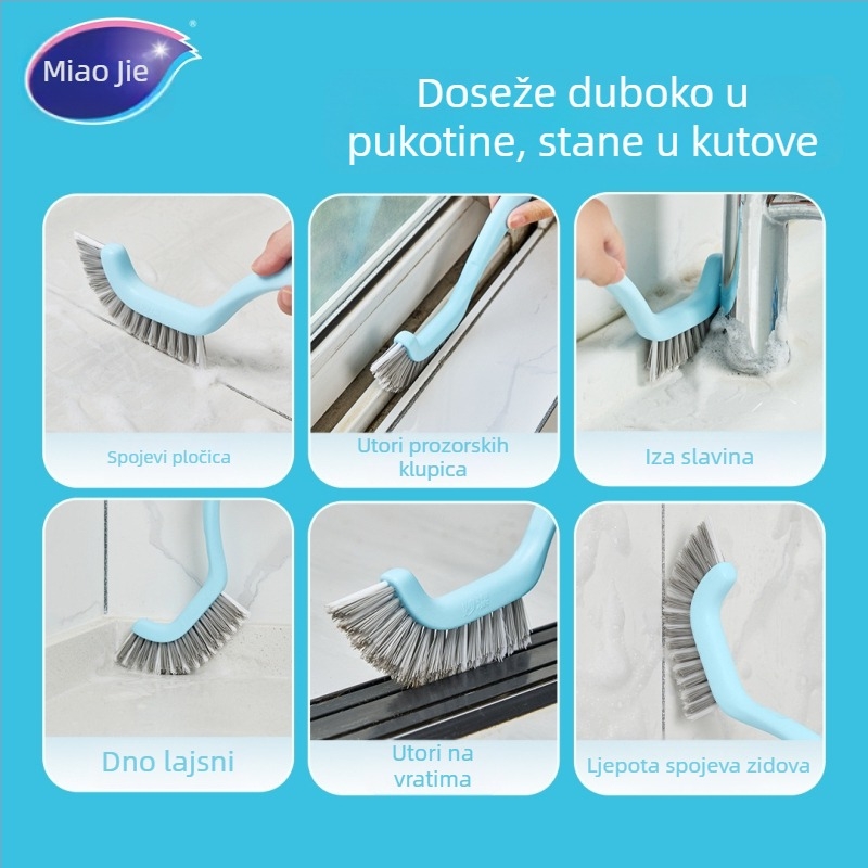 Četka za čišćenje fuge s dugačkim držalom i tvrdom dlačicom, za kuhinjske posude, lonce i zdjele, fuge pločica u kupaonici i teško dostupne kutove