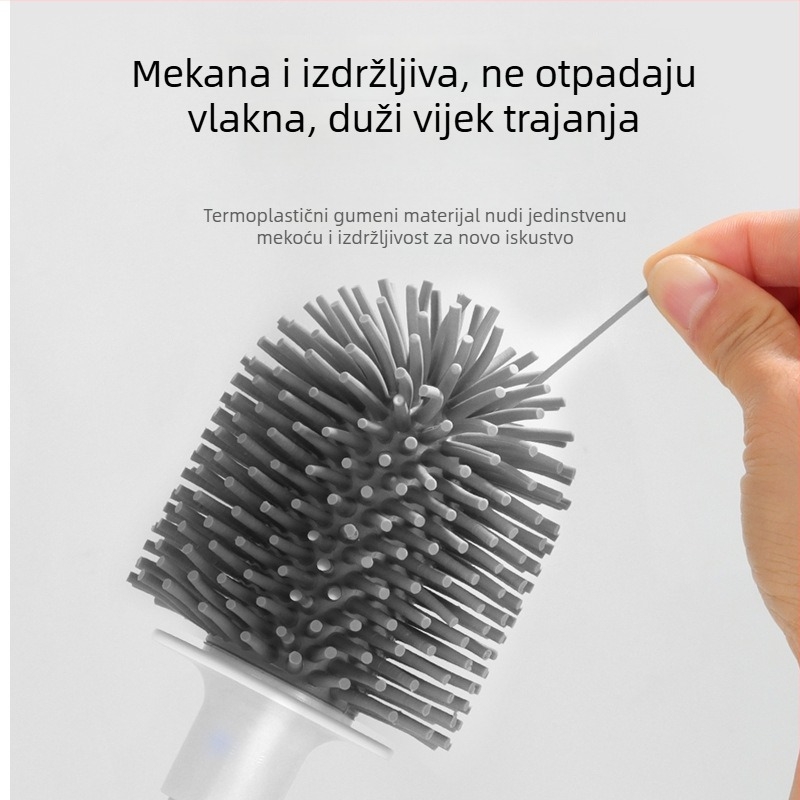 Zidni set WC četke s silikonskom glavom, četkom za pločice i bazom