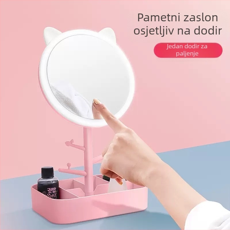 LED osvijetljeno stolno ogledalo za šminkanje s USB punjenjem za studentski dom