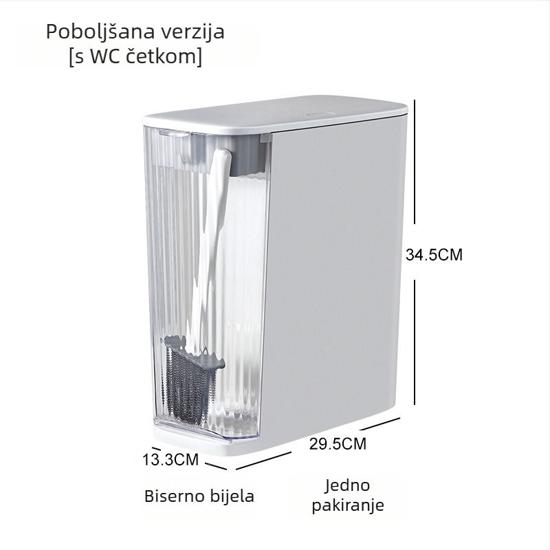 Integrirani kupaonski koš za otpatke s poklopcem i četkom za zahod, uski dizajn, mehanizam pritiskanja prstima