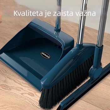 Set mop, metla i lopatica za prašinu sa scraperom, dvostruka primjena za suho i mokro čišćenje