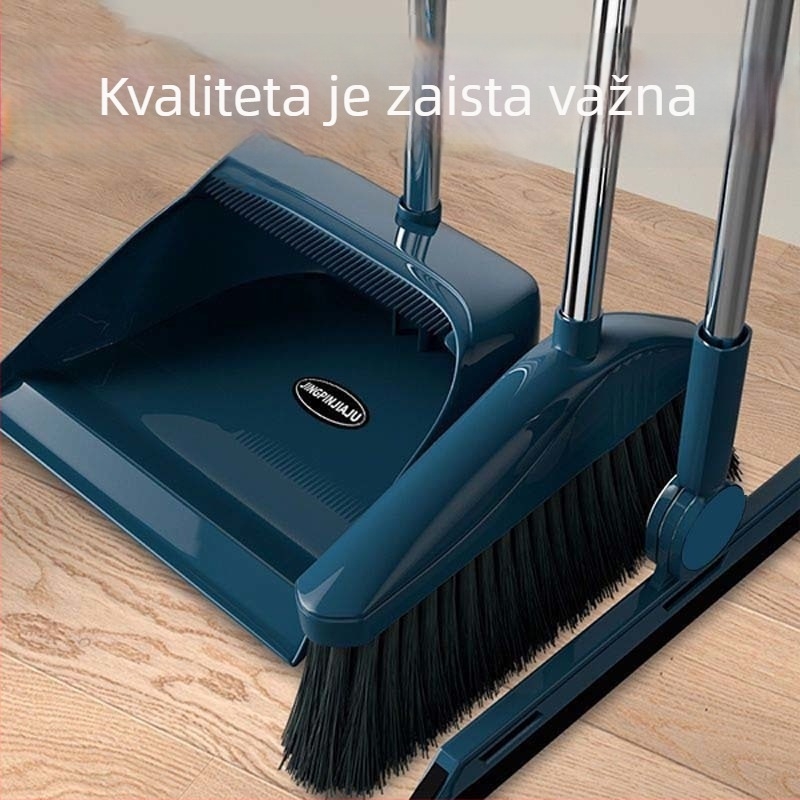 Set mop, metla i lopatica za prašinu sa scraperom, dvostruka primjena za suho i mokro čišćenje