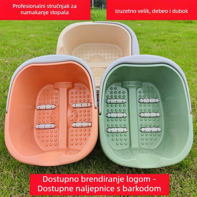 Plastična debela kadica za stopala s četiri kotača, prijenosna masažna kada za stopala